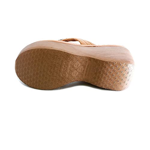 Sandália Dijean Plataforma Anabela Nobuck (35, Bege)