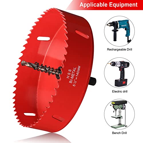 140mm Hole Saws Cutter, Bi-Metal Wood Drill Bit for Cutting Plywood Fiberglass, PVC Board, Plastic and Drywall - Image 3