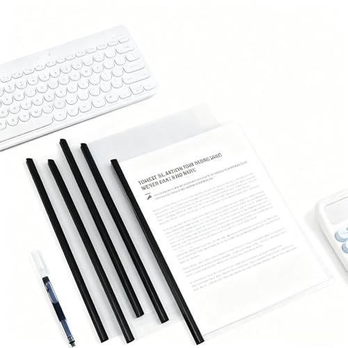Cubiertas de Informe A4, Transparente A4 Cubiertas para informes con Barra Deslizante, Plástico Carpeta de Archivos con Barra Deslizante para Casa Escuela Oficina Documentos Clasificación (negro)