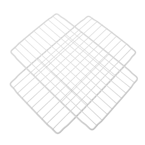 IWOWHERO Lot de 2 Étagères Métalliques Blanches 28×17 Cm pour Congélateur, Grilles de Rangement en Filet Robustes, Optimise L’espace et Assure une Circulation D’air pour Congélateurs