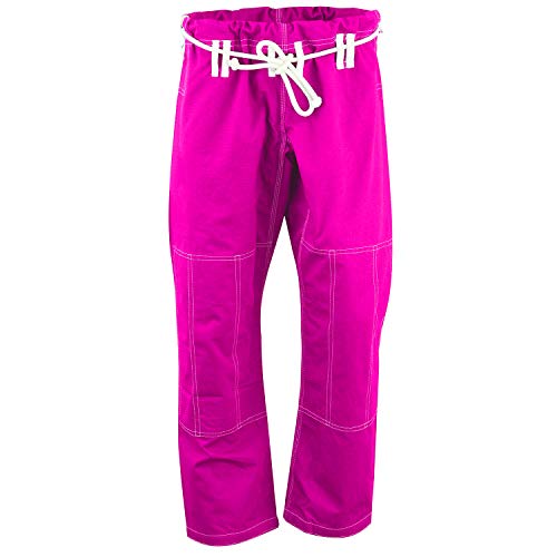 Max5 Full Blank Brazilian Jiu Jitsu Gi MMA Martial Arts Uniform BJJ Gi Grappling Kimono (Pink/White, A3)