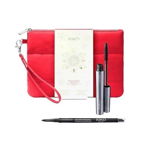 KIKO Milano Snow-Kissed Holiday Skiglam Black Duo Eyes Gift Set, Kit De Regalo Para Ojos: Máscara De Pestañas Efecto Volumen Y Longitud Y Lápiz Delineador De Ojos