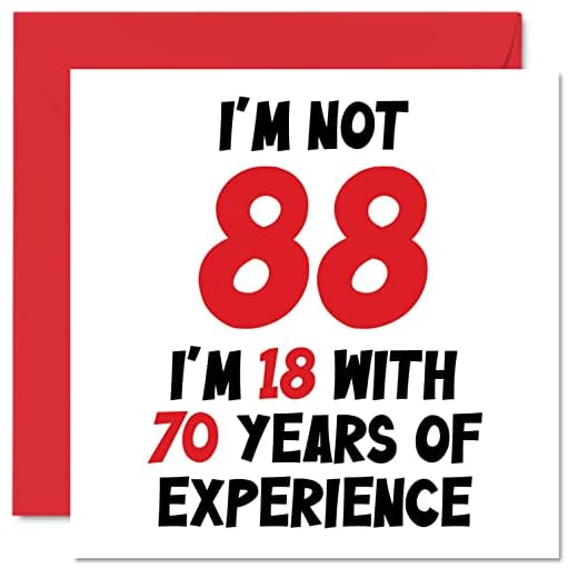 Tarjeta cumpleaños 88 mujeres hombres, no 88 con 70 años experiencia, divertida tarjeta felicitación cumpleaños ochenta ochenta ocho ochenta mamá papá gran abuelo nan, 145 mm x 145 mm