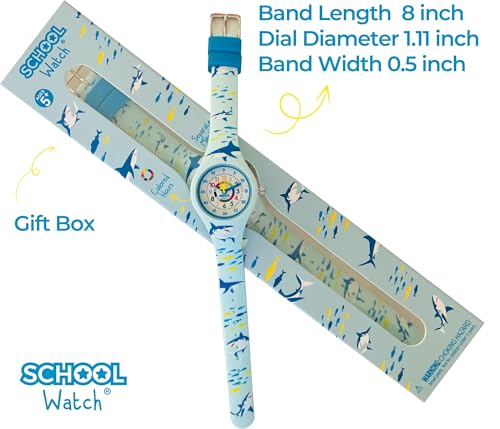 Image of Preschool Collection Time Teacher School Watch - First Watch - Teach Your Child to Tell Time in 5 Minutes Thanks to The Most Intuitive Dial! Hypoallergenic Kids, Children, Toddler Silicone Watch