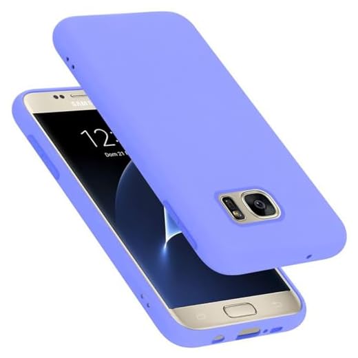 Cadorabo Hülle kompatibel mit Samsung Galaxy S7 Hülle Silikon Handyhülle für Galaxy S7 Case aus flüssigem Silikon- Kratzfeste und stoßfeste dünne TPU Schutzhülle - Liquid HELL LILA
