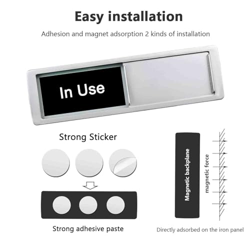 Image of in Use or Available Sign,Vacant Occupied Sign for Home Office Hotles Hospital Restroom, Vacant Occupied Slider Door Indicator Tells Whether Room in Use or Available, 7'' x 2'' -Black&White