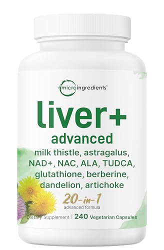 Liver Advanced+, 240 Veggie Capsules | 20-in-1 Complex with Milk Thistle, Dandelion, NAD, NAC, ALA, TUDCA, Glutathione, Artichoke, Turmeric, & Astragalus | Non-GMO, Gluten Free
