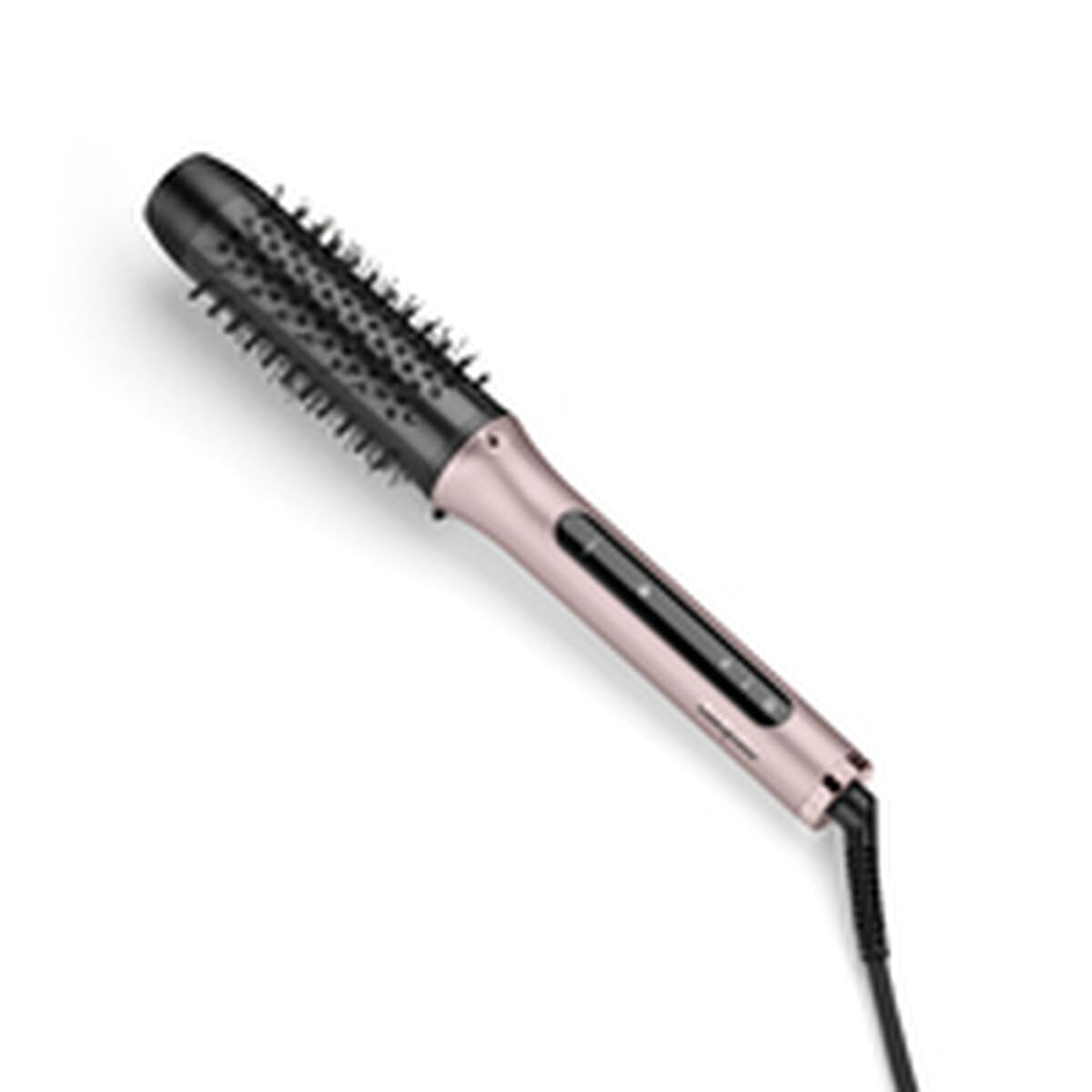 BaByliss Volume Boost Thermal Hot Brush - 38mm Barrel Heated Curling Brush, Ionic Frizz-Control, 4 Heat Settings, Multi-Voltage, Pink/Black, HSB200U