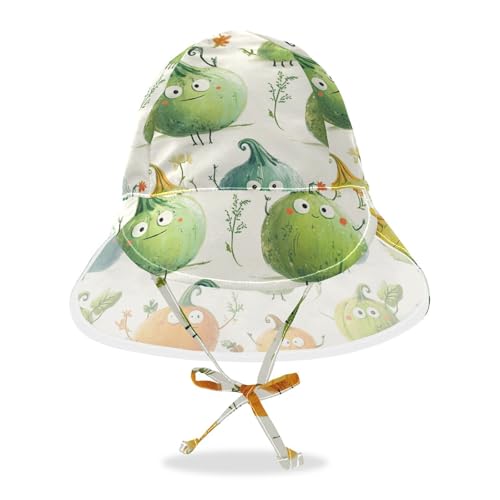 KLL Infant Beach Hats Baby Boys' Bucket Hats Girl UPF 50+ Wide Brim Traveling Camping Hat Cute Cartoon Pumpkins
