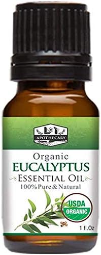 1 fl. Oz Eucalyptus Essential Oil, USDA Certified Organic, 100% Pure, Natural, undiluted Therapeutic Grade, Refreshing Scent, Excellent for Aromatherapy