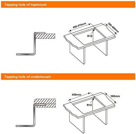 Ibergrif M85043B Stainless Steel Undermount Kitchen Sink Black Drain, 50 x 43cm, Rectangular Single Bowl Outdoor Campervan Sink, Topmount & Flushmount