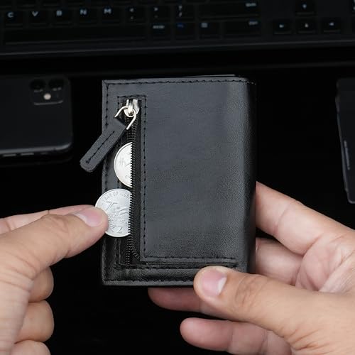 Image of The Wallet Store Men Aluminium Defender Rfid Protected Wallet Cardholder | Pop-Up Card Holder | Scan Proof | Case | Up To 8 Cards | Credit & Debit Card Holder (Black)