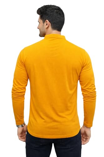 Image of Blisstone Men's Band Collar Shirt - Full Sleeve Slim Fit Casual Cotton Blend Mandarin Collar Button Down Shirt