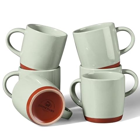 E-far Ceramic Coffee Mug Set of 6, 12oz Modern Coffee Cups, Speckled Green — $22.09 (15% off)