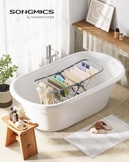 SONGMICS Petit Étendoir à Linge, Séchoir Pliable à 2 Niveaux, Gain de Place, en Métal, pour Petits Vêtements, Serviettes, Salle de Bain, Balcon, 44 x 101 x 54 cm, Gris Tourterelle LLR504G01
