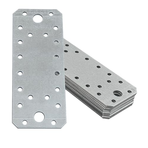 OMIdeas 10 x Flachverbinder (140 x 55 x 2) Verbindungsplatte Verbindungsblech Holzbau Verbinder Holzverbinder, Verzinkt