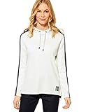 Cecil Langarmshirt mit Kapuze, Streifen auf den Armen und 2in1 Materialmix Front & Rücken verschieden