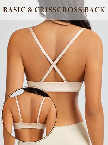 Women's Front Closure Bra Push Up Padded Add Cup Demi Plunge Bras with Underwire Lift T Shirt Smooth Bralette4