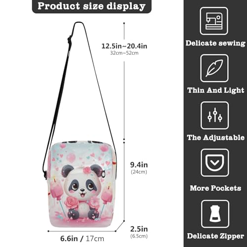 crossbody messenger bag Shoulder Crossover Bag Shoulder Handbag For Travel Adjustable Strap for Casual Casual- Cute Panda Flower3