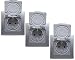 Produktbild DELPHI Steckdose Unterputz IP44 3x Feuchtraum-Steckdose mit Schutz-Deckel - mit Gummidichtung für Innen Aussen - Küche Bad Terrasse Balkon - Grau Silber