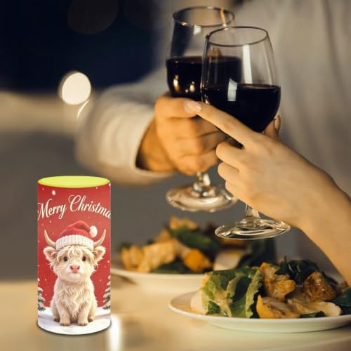 Image of Poceacles Flameless Light Candles Battery Operated Candles with Color Changing Timer Remote Control Tealights for Christmas Decorations, Cute Highland Cow Red