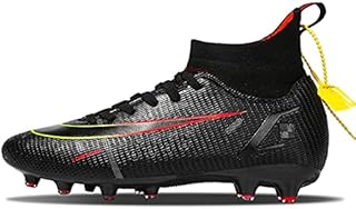 Jugafu Mens Soccer Cleats Football Boots Spikes Shoes High-Top Unisex Outdoor/Indoor Training Athletic Sneaker Black