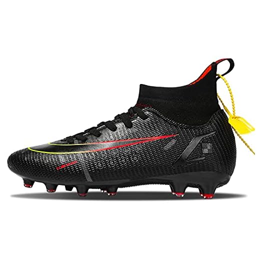 Joypak Mens Soccer Cleats Football Boots Spikes Shoes High-Top Unisex Outdoor/Indoor Training Athletic Sneaker Black