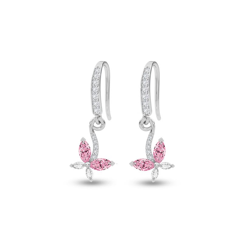 Image of CLARA 925 Sterling Silver Drop Earrings | Platinum Plated | Daily Wear |Gift for Women and Girls