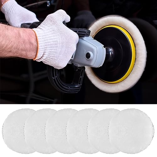 Image of Wool Polishing Buffing Pads, 9 Pcs 4 Inch Car Polishing Buffing Wheel with Hook and Loop Back for Drill Buffer Attachment, Car Buffer Polisher Kit for Car Polishing, Waxing, & Compound Cutting