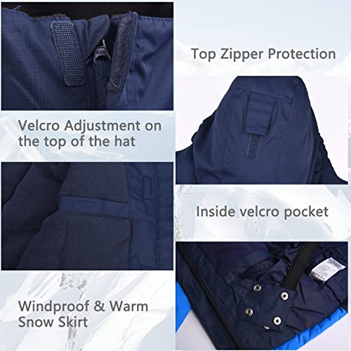 Endirad Boys Waterproof Ski Jacket,Kids Warm Winter Snow Coat,Hooded Fleece Outwear,Windproof Raincoat Navy 9-10 Years #TOP4