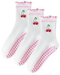 3 Pairs Pink Cherry Ruffle