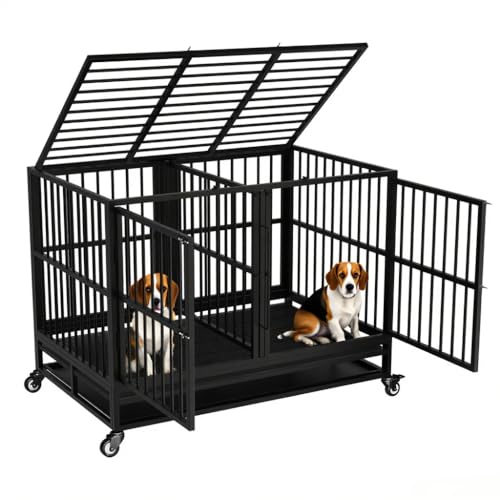 Heavy Duty Dog Crate with Divider and Wheels