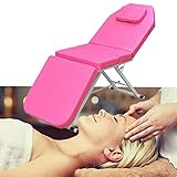  DIFU Massageliege Klappbar Massagetisch Profi Kosmetikliege PVC Massage Table 60cm Höhe Rosa Behandlungsliege mit Rückenlehne, zum Salon Spa Schönheit