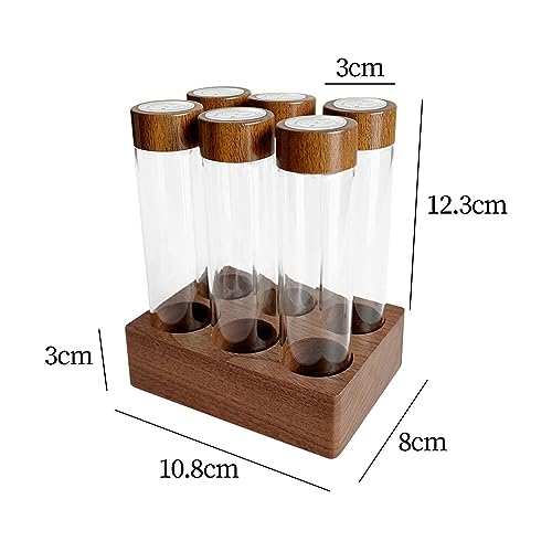 Juego de 6 tubos de vidrio con base de madera para café miniatura 4
