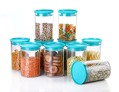 YouBee® Air Tight Kitchen Storage Container for Rice | Dal | Atta, BPA-Free, Flour | Cereals | Snacks | Stackable | Modular, Round, 900 Ml Set 10 (Blue) (B08JKFVJLG) Amazon Price History, Amazon Price Tracker