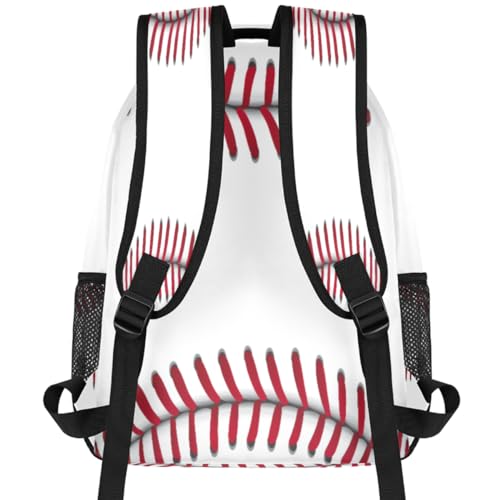 Pardick White Baseball School Backpacks for Girls Boys Teens Students Stylish College Shoulder Bag Schoolbag Book Bag - Water Resistant Travel Backpacks for Women Men3