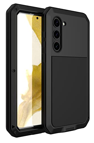 Marrkey Galaxy S23 Case, Full Body Protective Cover Heavy Duty Shockproof [Tough Armour] Aluminum Alloy Metal Case With Silicone Built-In Screen Protector For Samsung Galaxy S23 6.1" - Black #TOP1