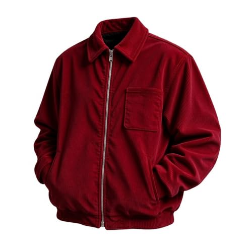 Mens Corduroy Bomber Jacket, Classic Collar Zip Up Casual Coat with Pockets - image 3