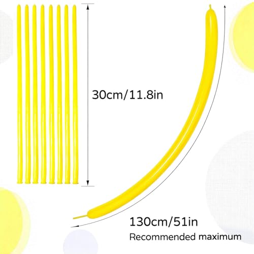 Image of 260 Yellow Long Balloons for Balloon Garland Thickening Skinny Latex Twisting Animals Modeling Christmas Birthday Wedding Party Festival Decorations 100pcs
