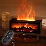 Snugeasy Flame Diffuser, 7 Colours Fireplace Diffuser Essential Oil Aromatherapy Diffuser, 150ML Ultrasonic Cool Mist Humidifier, Timer and Auto-Off for Home Room Office