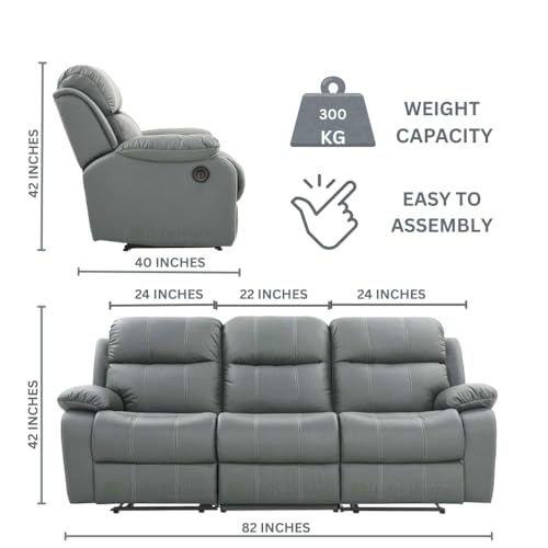 Image of Sofa 3 Seater - Ergonomic Leatherette Design with Plush Support, Includes 5-Year Warranty for Living Room Comfort and Durability