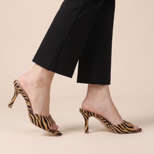 Image of Riekhany High Heel Mules for Women Slip On Open Pointed Toe Pumps Sandals