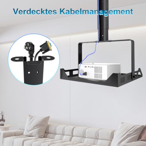 Salange Beamer Halterung Deckenhalterung, Höhenverstellbar Projector Halterung Decke,Universal wandhalterung Verdeckte Kabelführung,Tragkraft bis zu 10 kg,Beamerhalterungr für Heimkino Büro,Schwarz
