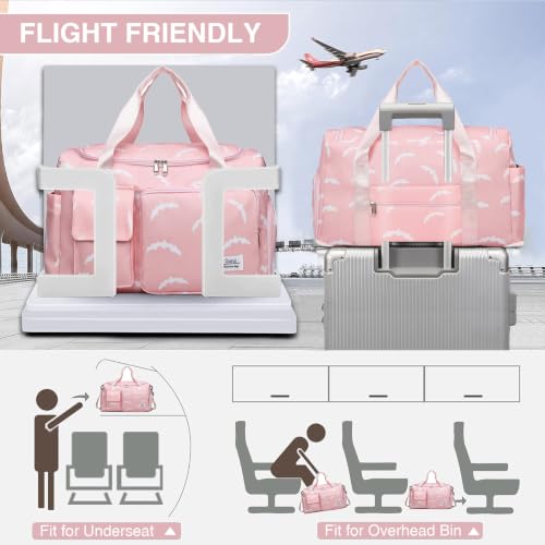 Image of Small Gym Bag for Women, Travel Duffle Bag Carry On Weekender Bag with Shoe Compartment
