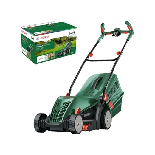Bosch kabelgebundener Rasenmäher UniversalRotak 34-405 (1300-W-Motor, Schnittbreite: 34 cm, 40-Liter-Grasfangkorb, geeignet für ebenes Rasenmähen und Schneiden kleinster Kanten)