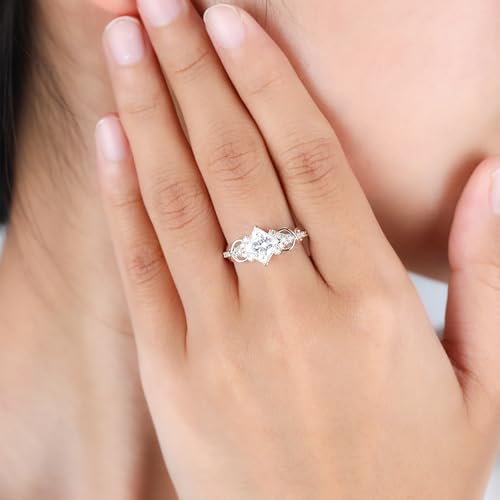 Moissanite Engagement Rings for Women, 1.4CT Princess Cut Moissanite Ring for Women 925 Sterling Silver Wedding Bands Promise Rings for Her Anniversary Wedding Ring Size 3-102