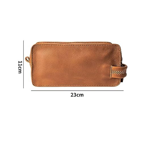 BJOHVPPS Leather Toiletry Bag for Men, Leather Hanging Dopp Kit Water Resistant Shaving Bag Small Toiletry Bag for Traveling(Brown) - Image 2