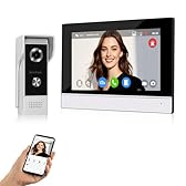 QTTYELOK 7 Pollici WiFi Colore Video Campanello Porta Sistema di Citofono 1080P AHD, Telecamera Esterna di Visione Notturna IR, Videocitofono per la Casa, Sblocco Remoto Tuya Smart APP