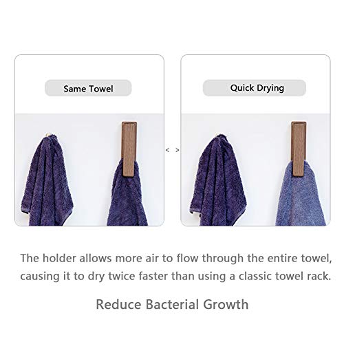Wood Towel Hooks -Set Of 2 Self Adhesive Vintage Towel Holder Wooden Wall Mounted Towel Racks For Bathroom And Kitchen Home Decor- Quick Drying, Reduce Bacterial Growth, Firmly Holds Towel(Walnut) #TOP3