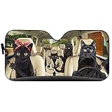 Tup Black Cat Driver Windshield Sun Shade Sun Shield Funny Family Animal Car Sunshade Reflector for